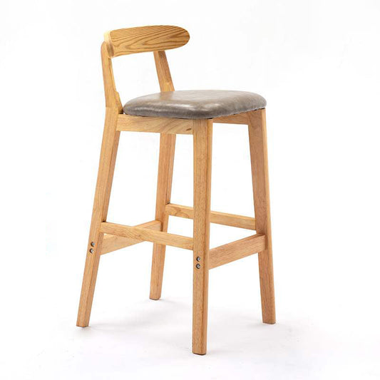 Solid Wood Armless Bar Chair Modern Low Back Bar Stool with Wooden Legs Grey 1 Piece