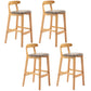 Solid Wood Armless Bar Chair Modern Low Back Bar Stool with Wooden Legs