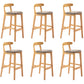 Solid Wood Armless Bar Chair Modern Low Back Bar Stool with Wooden Legs
