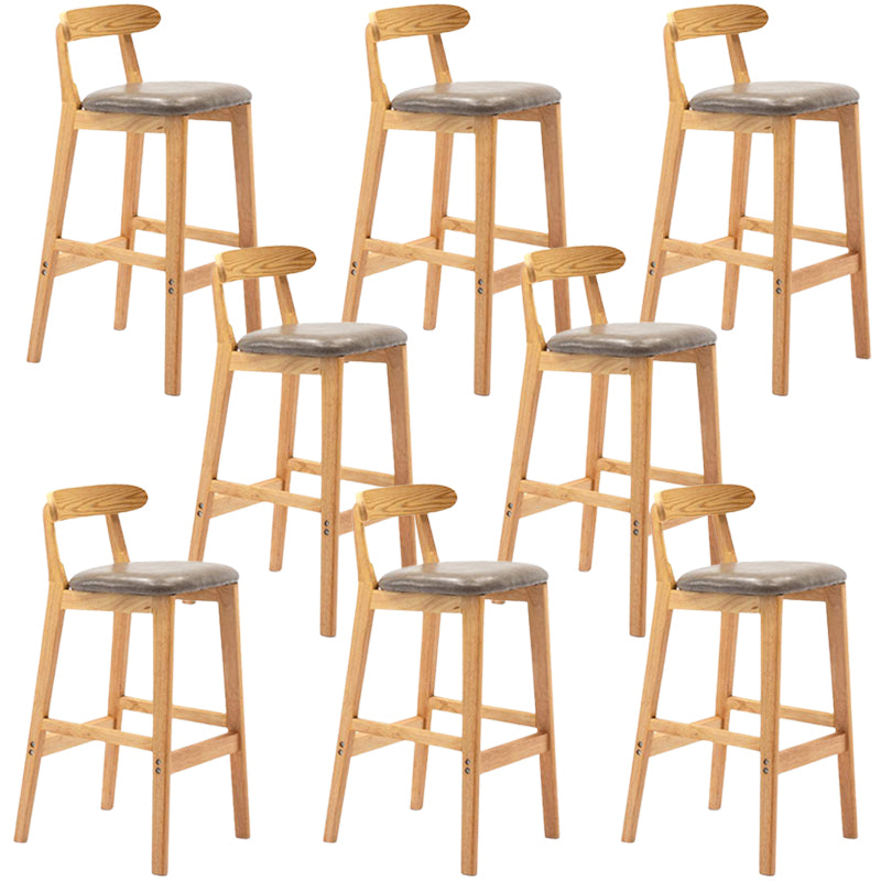 Solid Wood Armless Bar Chair Modern Low Back Bar Stool with Wooden Legs