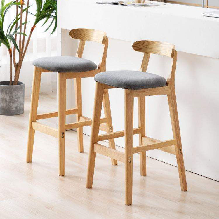 Solid Wood Armless Bar Chair Modern Low Back Bar Stool with Wooden Legs
