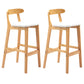Solid Wood Armless Bar Chair Modern Low Back Bar Stool with Wooden Legs