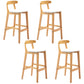 Solid Wood Armless Bar Chair Modern Low Back Bar Stool with Wooden Legs