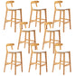 Solid Wood Armless Bar Chair Modern Low Back Bar Stool with Wooden Legs