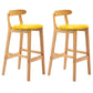 Solid Wood Armless Bar Chair Modern Low Back Bar Stool with Wooden Legs