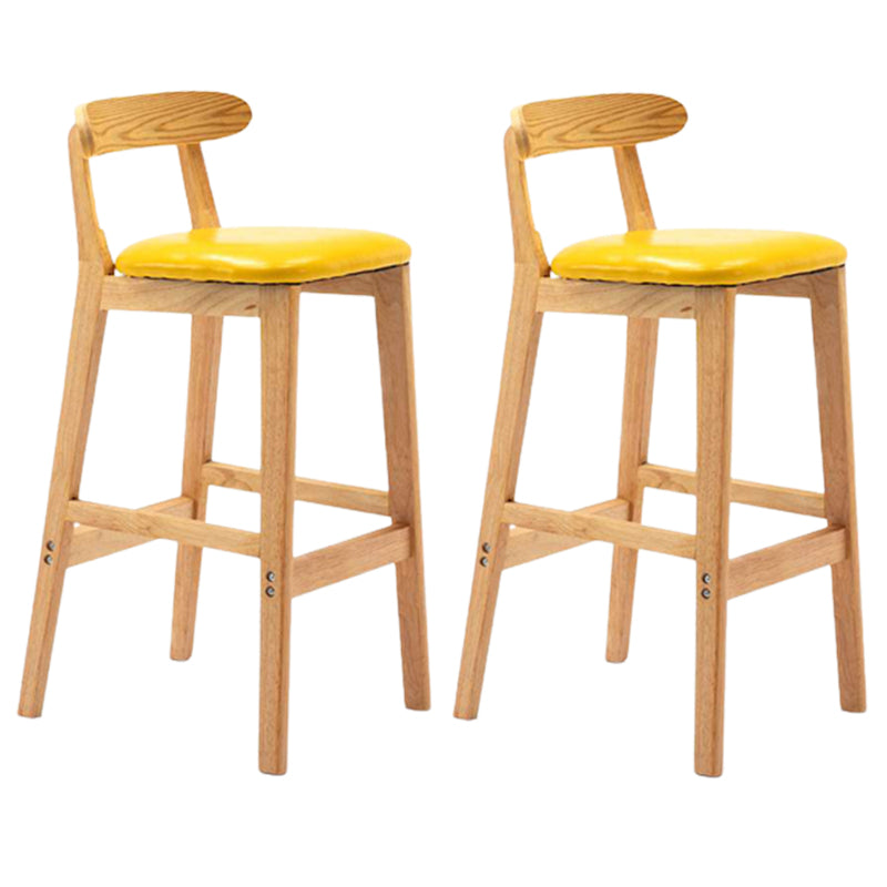 Solid Wood Armless Bar Chair Modern Low Back Bar Stool with Wooden Legs