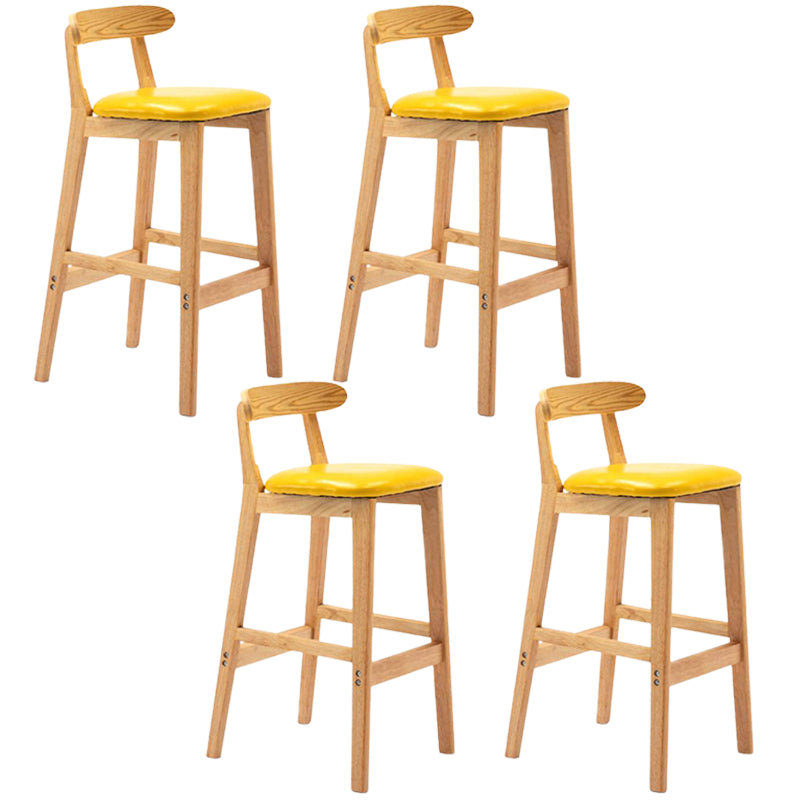 Solid Wood Armless Bar Chair Modern Low Back Bar Stool with Wooden Legs