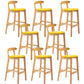 Solid Wood Armless Bar Chair Modern Low Back Bar Stool with Wooden Legs