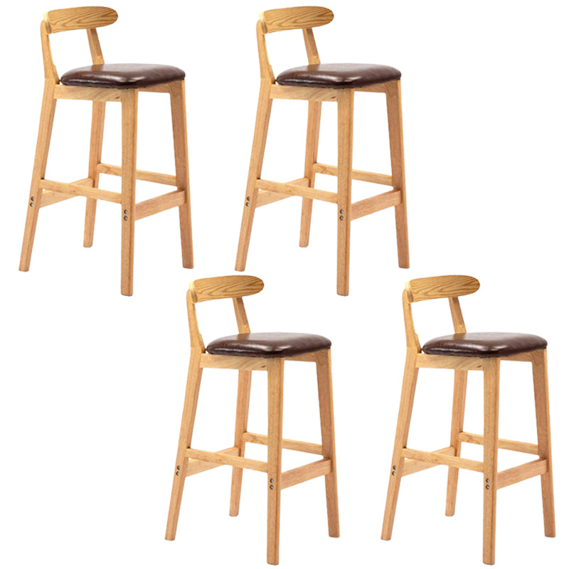 Solid Wood Armless Bar Chair Modern Low Back Bar Stool with Wooden Legs