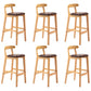 Solid Wood Armless Bar Chair Modern Low Back Bar Stool with Wooden Legs