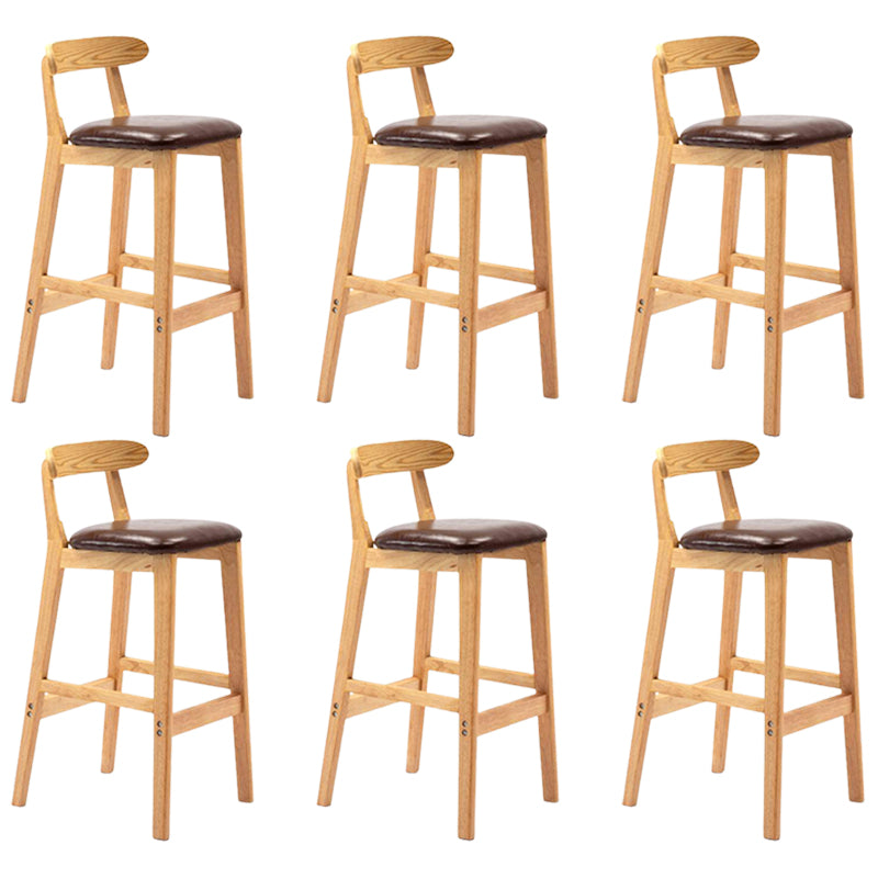 Solid Wood Armless Bar Chair Modern Low Back Bar Stool with Wooden Legs