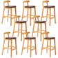 Solid Wood Armless Bar Chair Modern Low Back Bar Stool with Wooden Legs