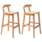 Solid Wood Armless Bar Chair Modern Low Back Bar Stool with Wooden Legs