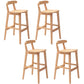 Solid Wood Armless Bar Chair Modern Low Back Bar Stool with Wooden Legs