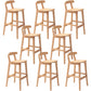 Solid Wood Armless Bar Chair Modern Low Back Bar Stool with Wooden Legs