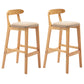 Solid Wood Armless Bar Chair Modern Low Back Bar Stool with Wooden Legs