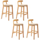 Solid Wood Armless Bar Chair Modern Low Back Bar Stool with Wooden Legs