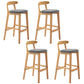 Solid Wood Armless Bar Chair Modern Low Back Bar Stool with Wooden Legs