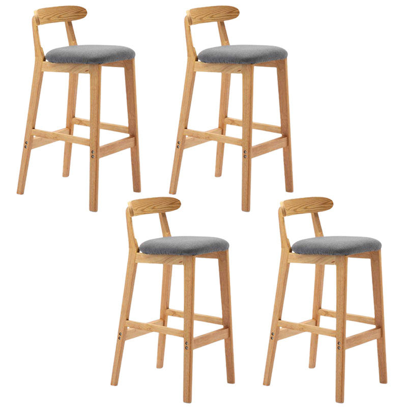 Solid Wood Armless Bar Chair Modern Low Back Bar Stool with Wooden Legs