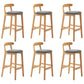 Solid Wood Armless Bar Chair Modern Low Back Bar Stool with Wooden Legs