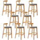 Solid Wood Armless Bar Chair Modern Low Back Bar Stool with Wooden Legs