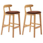 Solid Wood Armless Bar Chair Modern Low Back Bar Stool with Wooden Legs