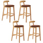 Solid Wood Armless Bar Chair Modern Low Back Bar Stool with Wooden Legs