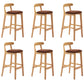 Solid Wood Armless Bar Chair Modern Low Back Bar Stool with Wooden Legs