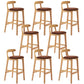 Solid Wood Armless Bar Chair Modern Low Back Bar Stool with Wooden Legs