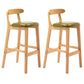 Solid Wood Armless Bar Chair Modern Low Back Bar Stool with Wooden Legs