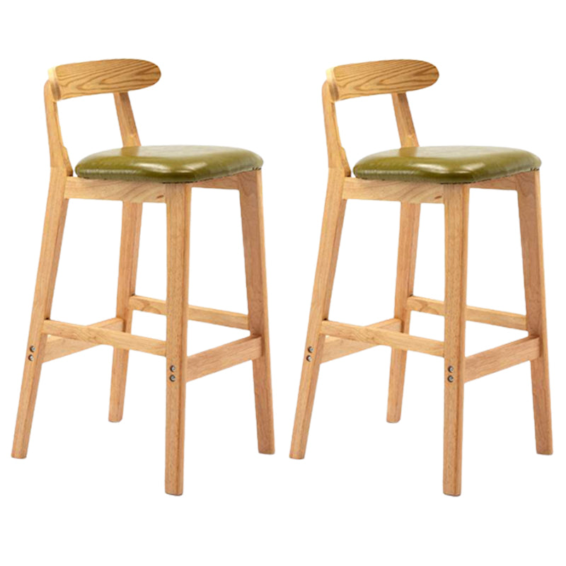 Solid Wood Armless Bar Chair Modern Low Back Bar Stool with Wooden Legs