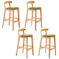 Solid Wood Armless Bar Chair Modern Low Back Bar Stool with Wooden Legs