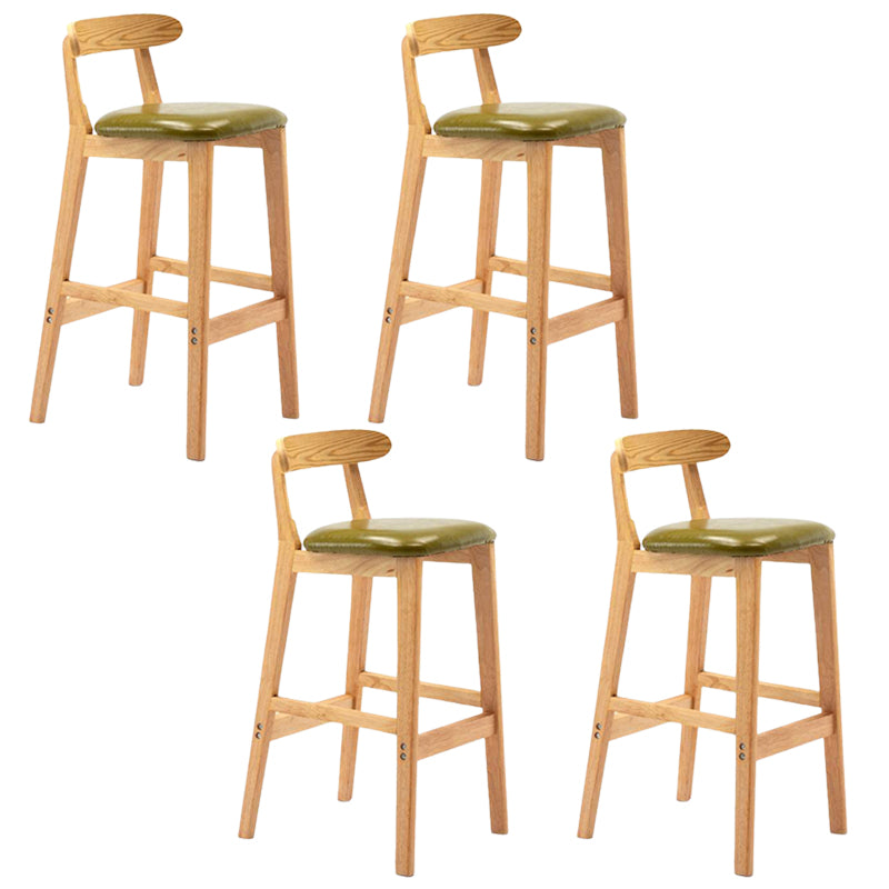 Solid Wood Armless Bar Chair Modern Low Back Bar Stool with Wooden Legs