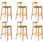 Solid Wood Armless Bar Chair Modern Low Back Bar Stool with Wooden Legs