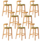 Solid Wood Armless Bar Chair Modern Low Back Bar Stool with Wooden Legs