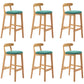 Solid Wood Armless Bar Chair Modern Low Back Bar Stool with Wooden Legs