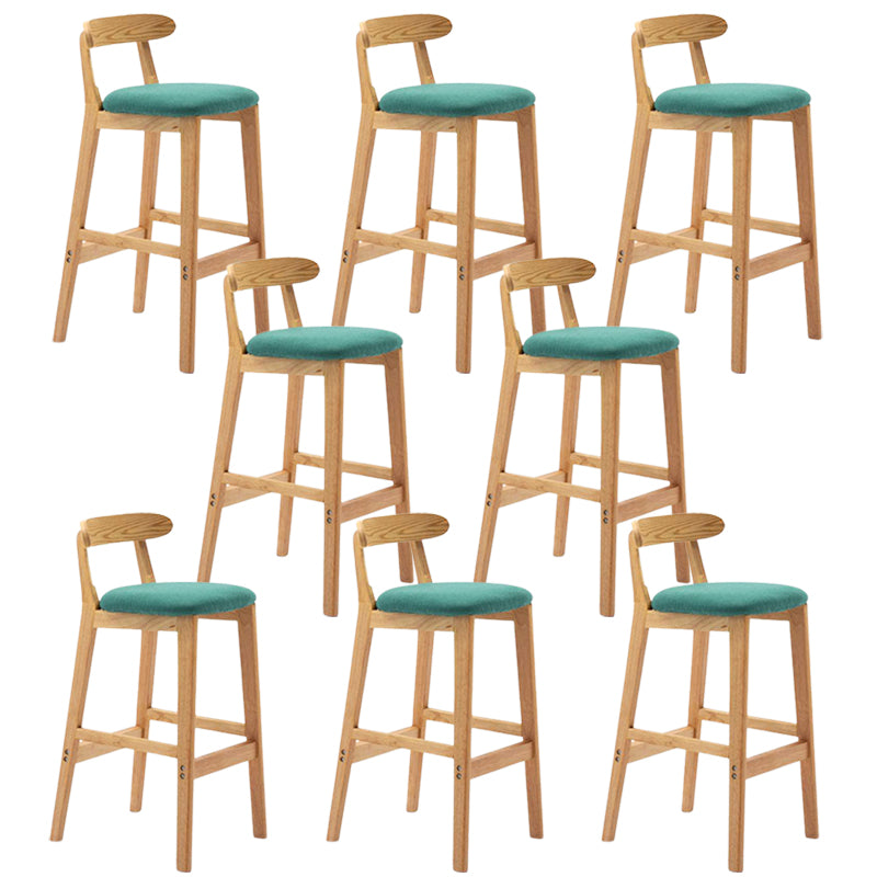 Solid Wood Armless Bar Chair Modern Low Back Bar Stool with Wooden Legs