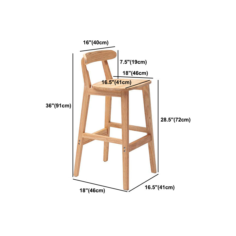 Solid Wood Armless Bar Chair Modern Low Back Bar Stool with Wooden Legs