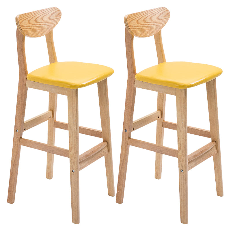 Contemporary Dessert Shop Stool Matte Finish Upholstered Bar Stools Yellow 2 Piece Set Clearhalo 'Bar Furniture' 'Bar Stools' 'bar_stools' 'furn' 'furn_bar_stools' 'Furniture' 'Kitchen & Dining Furniture' 5968444