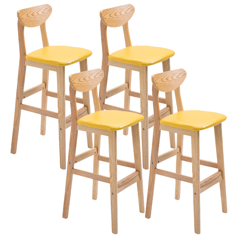 Contemporary Dessert Shop Stool Matte Finish Upholstered Bar Stools Yellow 4 Piece Set Clearhalo 'Bar Furniture' 'Bar Stools' 'bar_stools' 'furn' 'furn_bar_stools' 'Furniture' 'Kitchen & Dining Furniture' 5968445