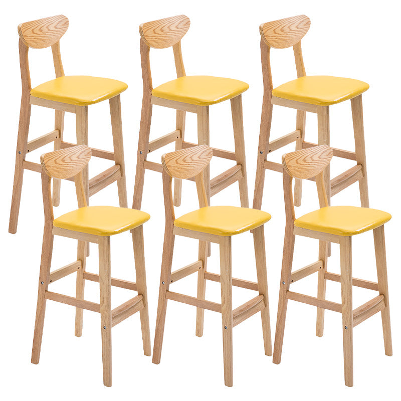 Contemporary Dessert Shop Stool Matte Finish Upholstered Bar Stools Yellow 6 Piece Set Clearhalo 'Bar Furniture' 'Bar Stools' 'bar_stools' 'furn' 'furn_bar_stools' 'Furniture' 'Kitchen & Dining Furniture' 5968446