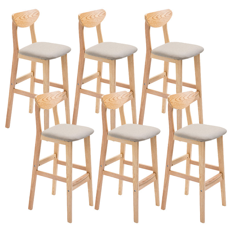 Contemporary Dessert Shop Stool Matte Finish Upholstered Bar Stools Khaki 6 Piece Set Clearhalo 'Bar Furniture' 'Bar Stools' 'bar_stools' 'furn' 'furn_bar_stools' 'Furniture' 'Kitchen & Dining Furniture' 5968466
