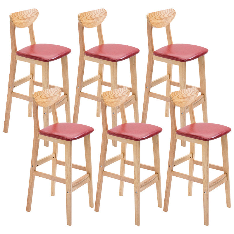 Contemporary Dessert Shop Stool Matte Finish Upholstered Bar Stools Burgundy 6 Piece Set Clearhalo 'Bar Furniture' 'Bar Stools' 'bar_stools' 'furn' 'furn_bar_stools' 'Furniture' 'Kitchen & Dining Furniture' 5968476