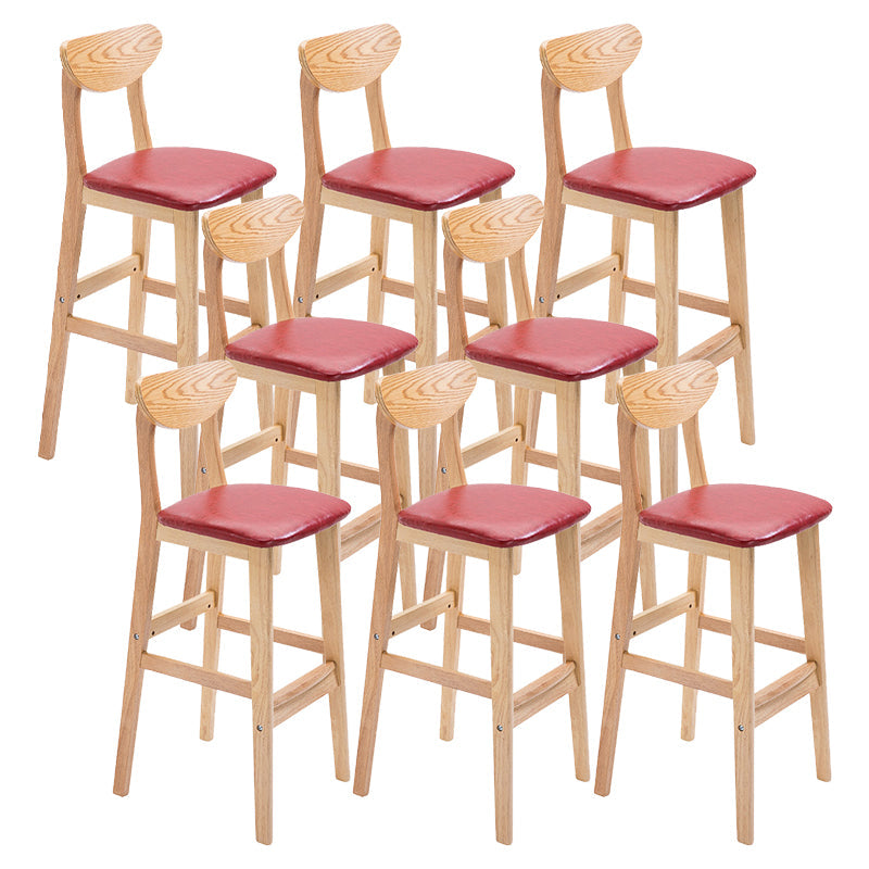 Contemporary Dessert Shop Stool Matte Finish Upholstered Bar Stools Burgundy 8 Piece Set Clearhalo 'Bar Furniture' 'Bar Stools' 'bar_stools' 'furn' 'furn_bar_stools' 'Furniture' 'Kitchen & Dining Furniture' 5968477