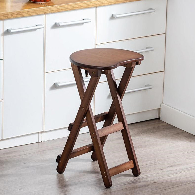 Taburete de bar plegable sin brazos, asiento redondo moderno, taburete de bar con reposapiés de madera