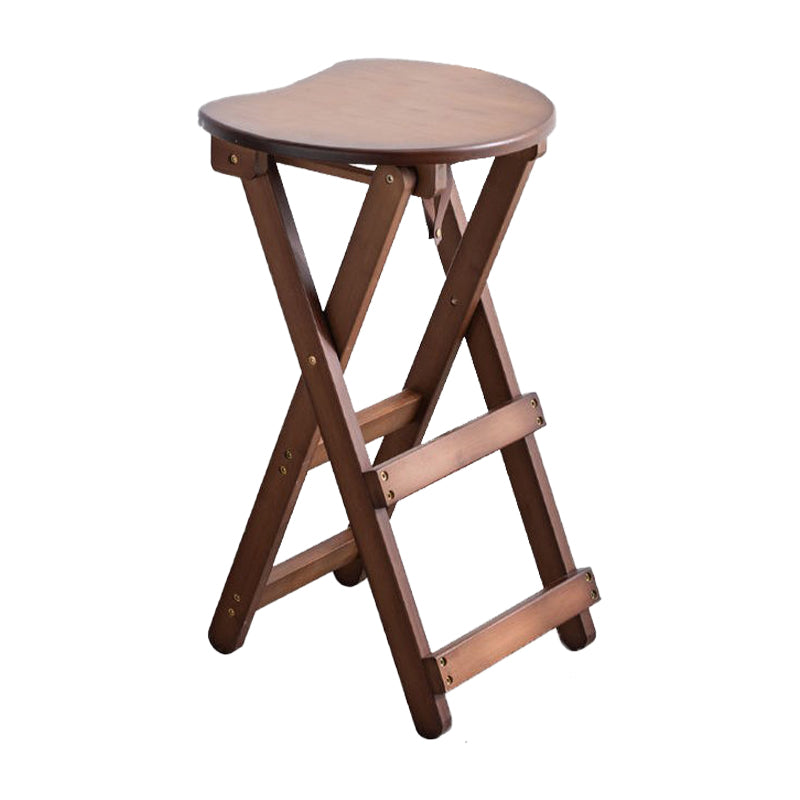 Taburete de bar plegable sin brazos, asiento redondo moderno, taburete de bar con reposapiés de madera