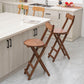 Taburete de bar plegable sin brazos, asiento redondo moderno, taburete de bar con reposapiés de madera