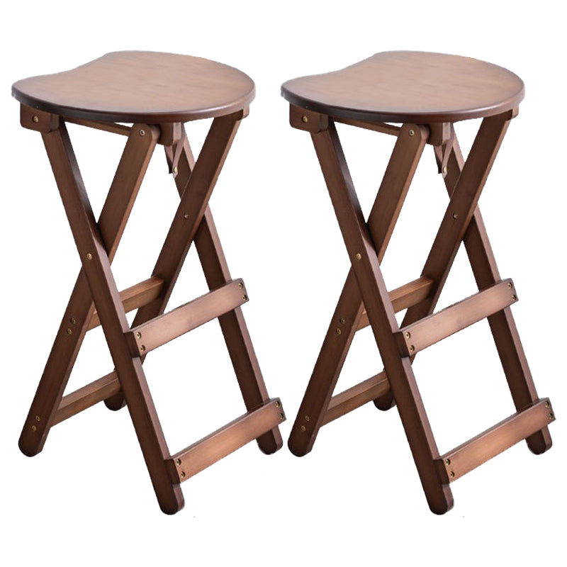 Taburete de bar plegable sin brazos, asiento redondo moderno, taburete de bar con reposapiés de madera