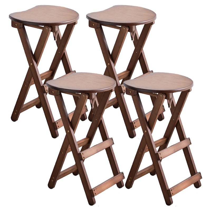 Taburete de bar plegable sin brazos, asiento redondo moderno, taburete de bar con reposapiés de madera