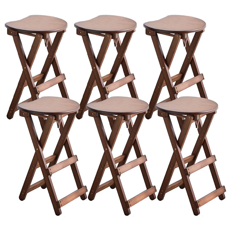 Taburete de bar plegable sin brazos, asiento redondo moderno, taburete de bar con reposapiés de madera